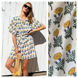 Emerson Fry India Collection Yellow Green Marigold Print Basalie Mini Dress